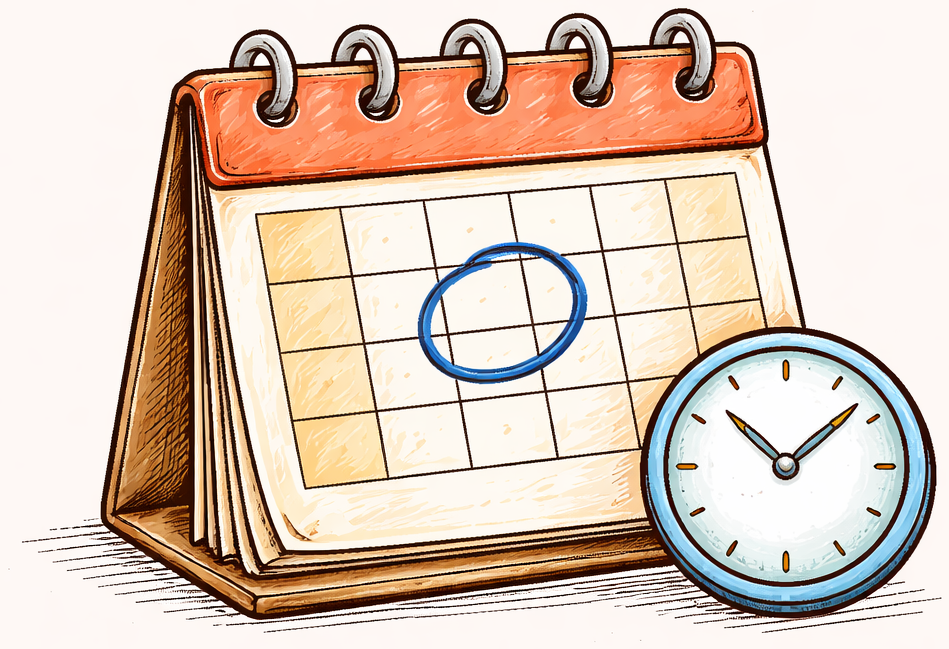 Calendar and clock illustration